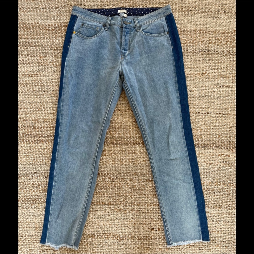 ROXY TWO TONED STRIPE FRAY HEM BOYFRIEND JEANS